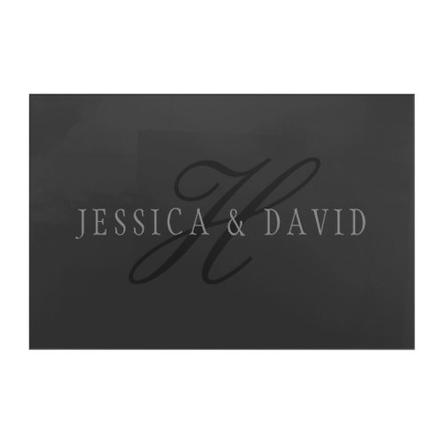 Couples Names  Surname Monogram Dark Grey Acrylic Print