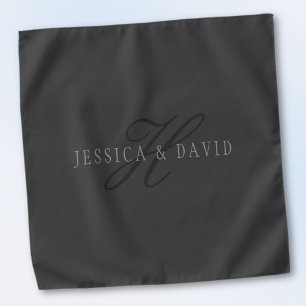 Couples Names & Surname Monogram Dark Grey Bandana