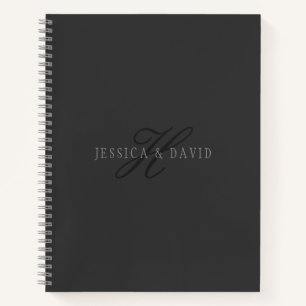 Couples Names & Surname Monogram Dark Grey Notebook
