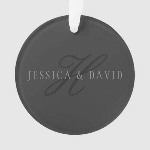 Couples Names  Surname Monogram Dark Grey Ornament