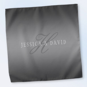 Couples Names & Surname Monogram Gradient Grey Bandana
