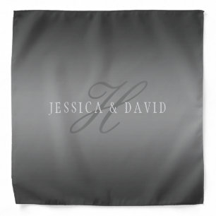 Couples Names & Surname Monogram Gradient Grey Bandana