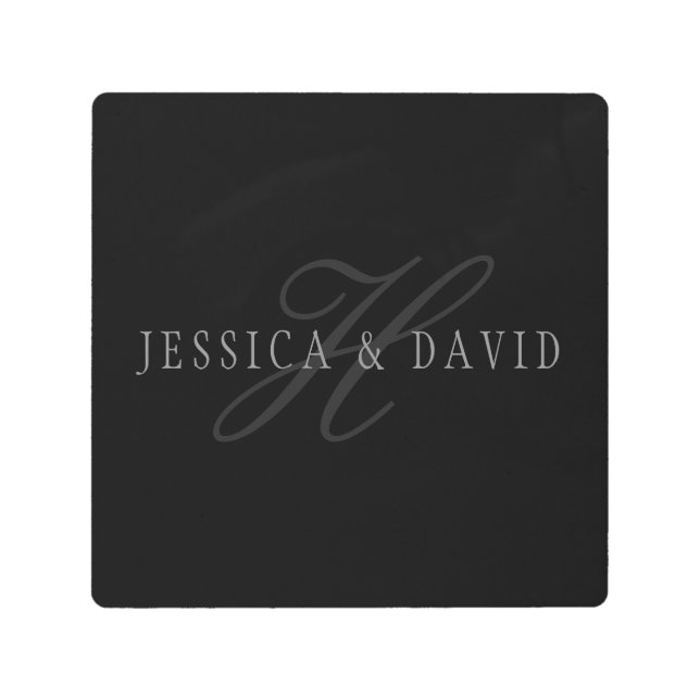 Couples Names & Surname Monogram Metal Print (Front)