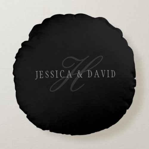 Couples Names  Surname Monogram Round Pillow