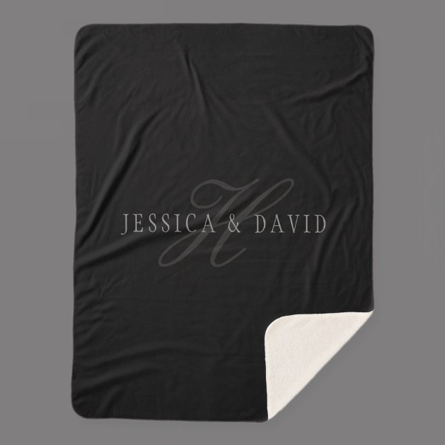 Couples Names & Surname Monogram Sherpa Blanket (Creator Uploaded)
