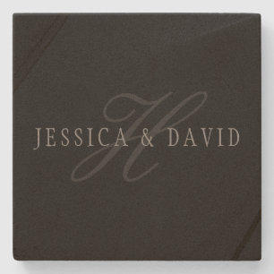 Couples Names & Surname Monogram Stone Coaster
