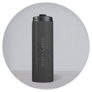 Couples Names & Surname Monogram Thermal Tumbler