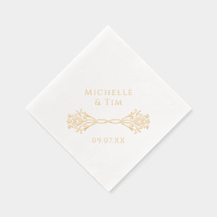 Couple's Names Unique Modern Elegant Wedding Gold Foil Napkins