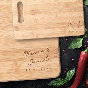 Couple's names wedding date engraved cutting board