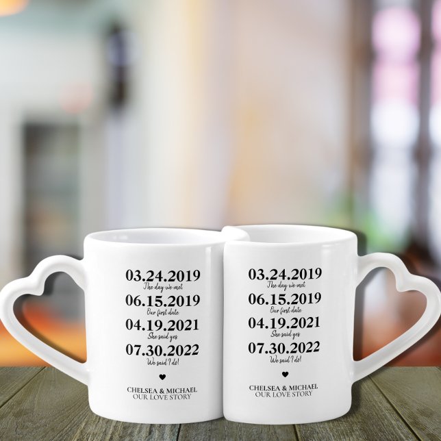Couples Our Love Story Important Dates Coffee Mug Set (Creator Uploaded)