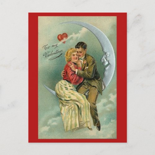 Couples Over the Moon Valentine Postcard