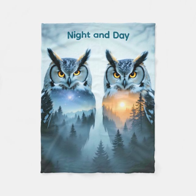 Couple's Owl Night and Day Blanket (Front)