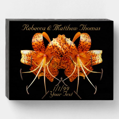 Couples Pair of Tiger Lilies Wooden Box Sign