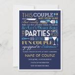 Couples Party Blue And Gold Invitation at Zazzle