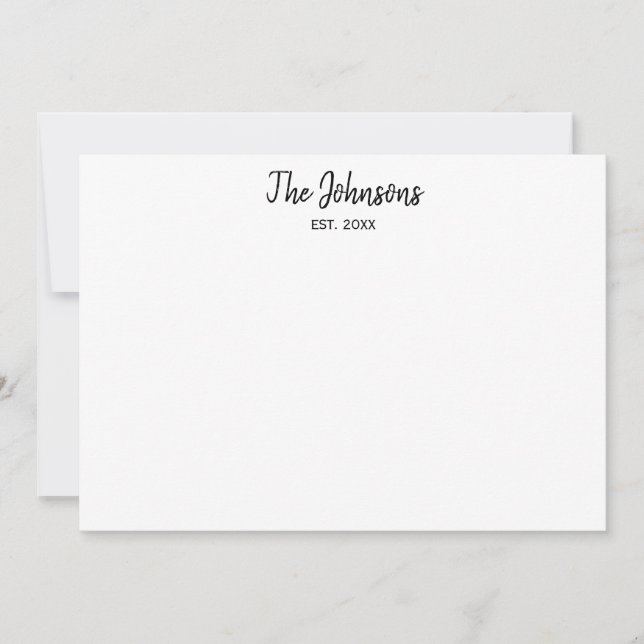 Couples Personalized Black Marker Calligraphy Note Card (Front)