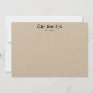 Couples Personalized Brown Classical Calligraphy Note Card