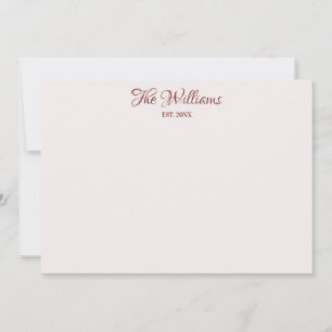 Couples Personalized Burgundy Elegant Calligraphy Note Card