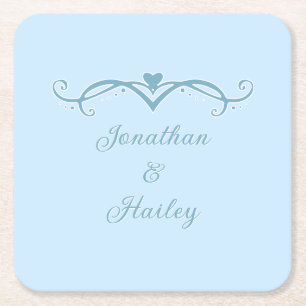 Couples personalized engagement/wedding square pap paper coaster