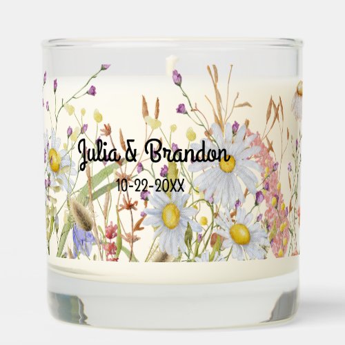 Couples Personalized Name Date Wedding Wildflowers Scented Candle