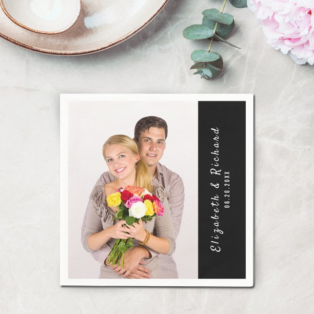 Couples Personalized Photo Name Template Napkins (Creator Uploaded)