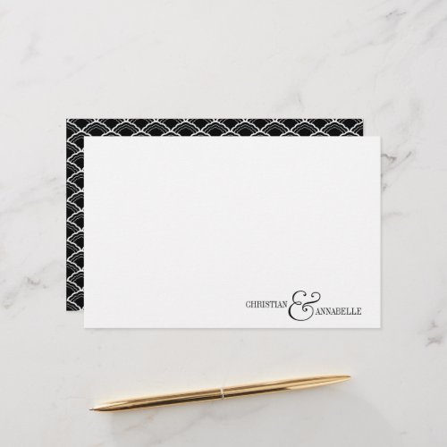 Couples Personalized Stationery Black Scallop