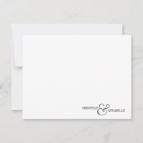 Couples Personalized Stationery Black Scallop Note Card