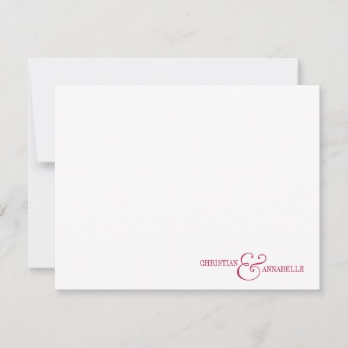 Couples Personalized Stationery Burgundy Scallop Note Card