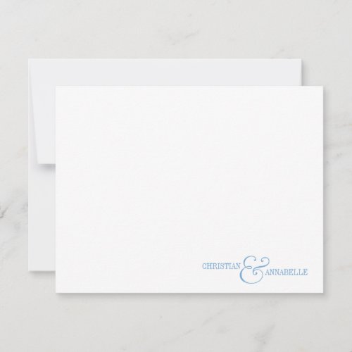 Couples Personalized Stationery Dusty Blue Scallop Note Card