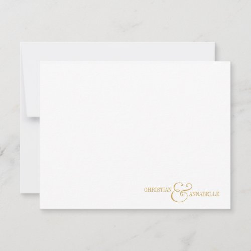 Couples Personalized Stationery Faux Gold Scallop Note Card