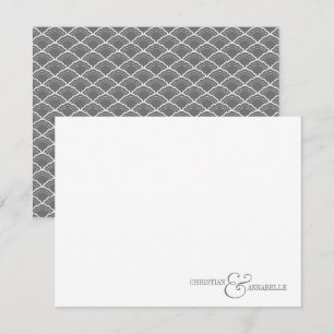 Couples Personalized Stationery Gray Scallop Note Card