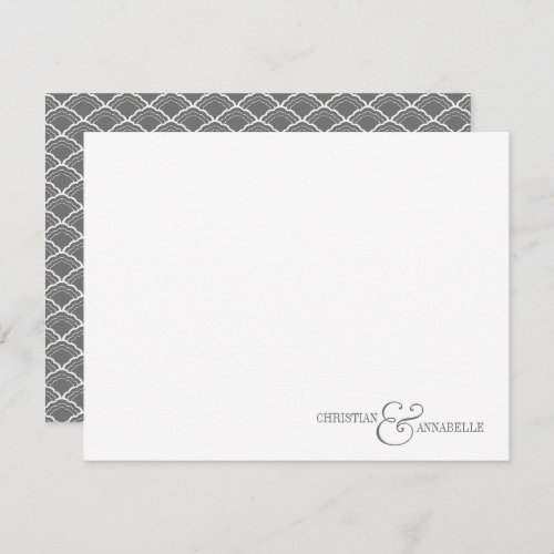 Couples Personalized Stationery Gray Scallop Note Card