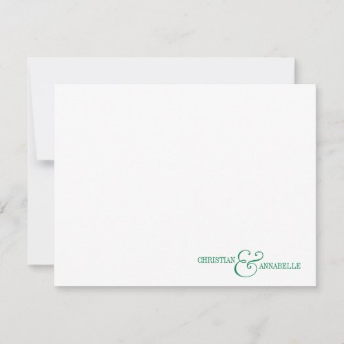 Couples Personalized Stationery Green Scallop Note Card