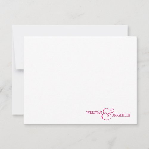 Couples Personalized Stationery Hot Pink Scallop Note Card