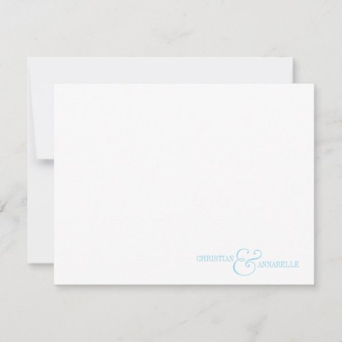 Couples Personalized Stationery Light Blue Scallop Note Card