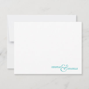 Couples Personalized Stationery Teal Green Scallop Note Card