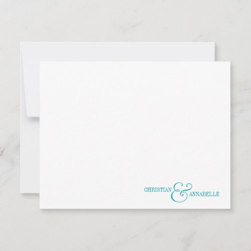Couples Personalized Stationery Teal Green Scallop Note Card