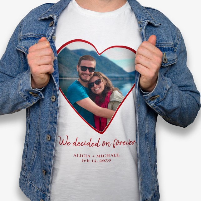 Couples photo heart engagement personalized T-Shirt (Creator Uploaded)
