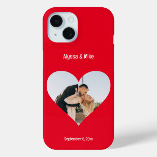 Couples Photo in Heart Personalized Newlywed iPhone 15 Case