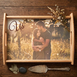 Couples Photo Keepsake Us Est Established Date Serving Tray