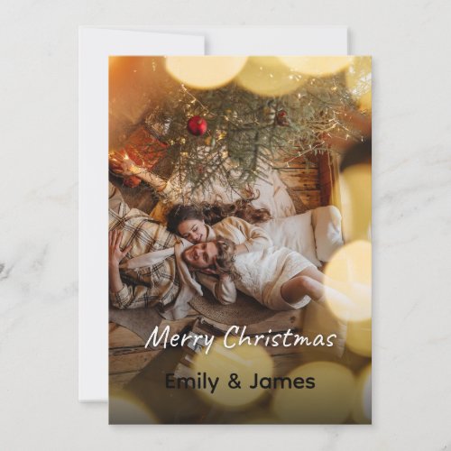 Couples Photo Merry Christmas Overlay Holiday Card