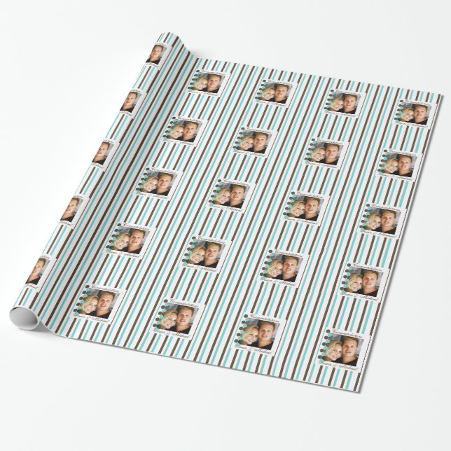 Couples photo personalize wedding wrapping paper (Unrolled)