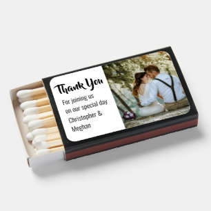 Couples photo personalized message wedding party matchboxes