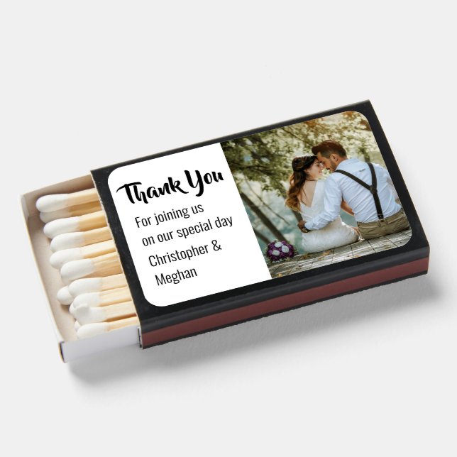 Couples photo personalized message wedding party matchboxes (Front Open)