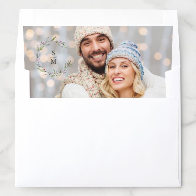 Couple's Photo Wedding Envelope Liners Monogram (In Envelope)