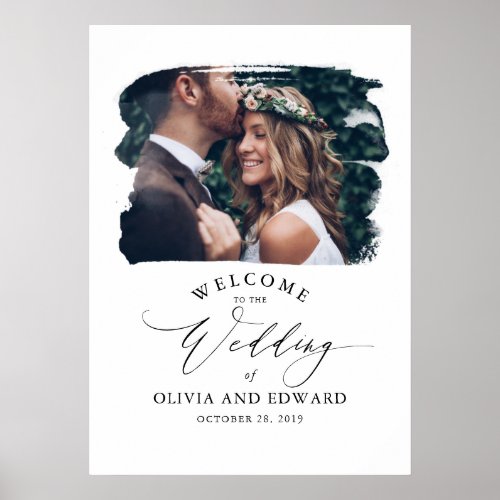Couples Photo White Wedding Welcome Sign
