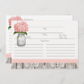 Couples Pink Hydrangea Mason Jar Recipe Card (Front/Back)