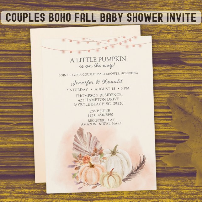  Couples Pumpkin on the Way Fall  Baby Shower   Invitation (Creator Uploaded)