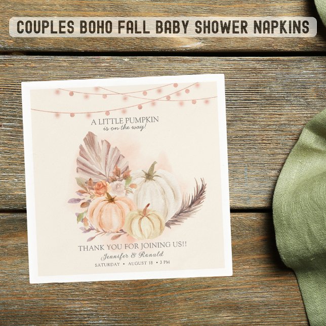  Couples Pumpkin on the Way Fall  Baby Shower   Napkins (Creator Uploaded)