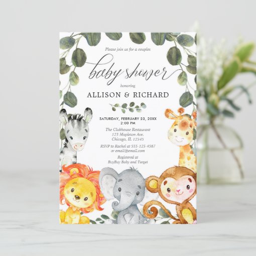 Couples safari baby shower gender neutral invitation | Zazzle