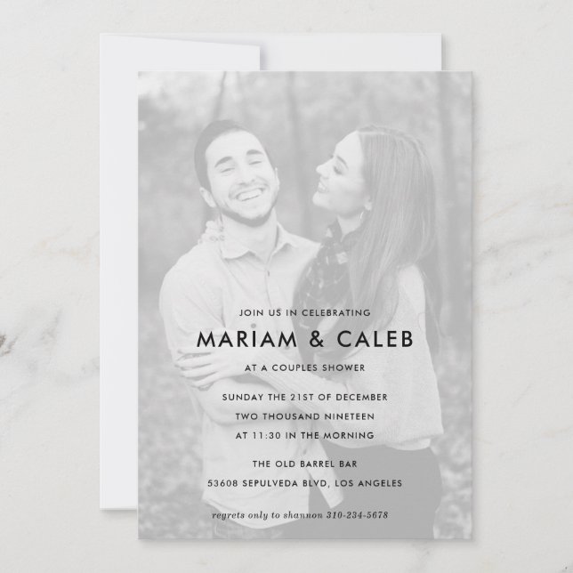 Couples Shower Black and White Photo Invitation (Front)